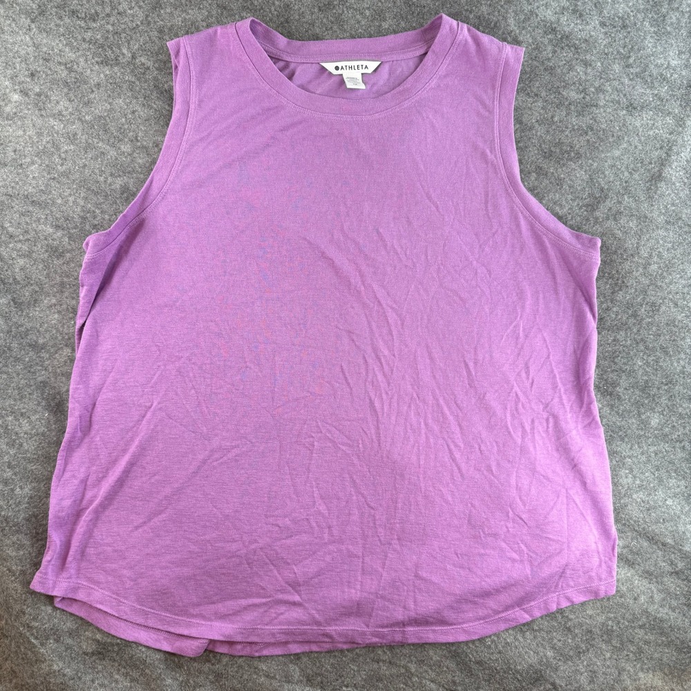 Athleta Muscle Tank Women 1X Purple Sleeveless Crew Neck Activewear Top Light